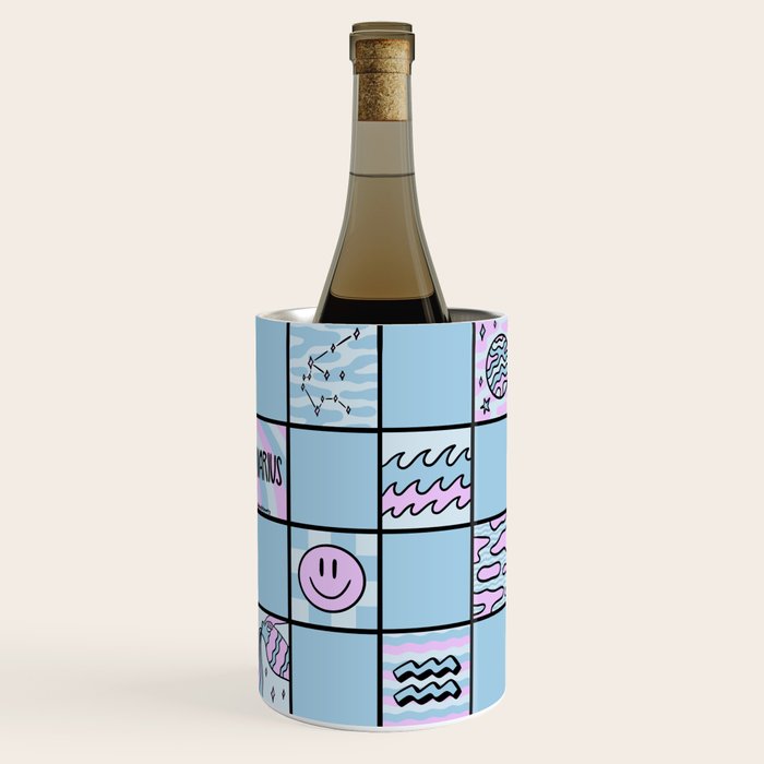 Aquarius Checkered Print Wine Chiller Gallery Image 1