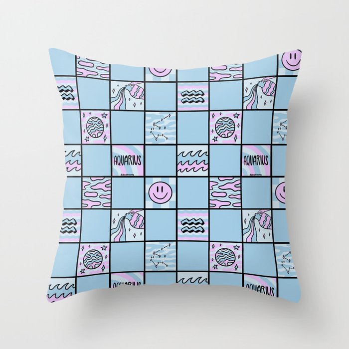 Aquarius Checkered Print Throw Pillow Gallery Image 6