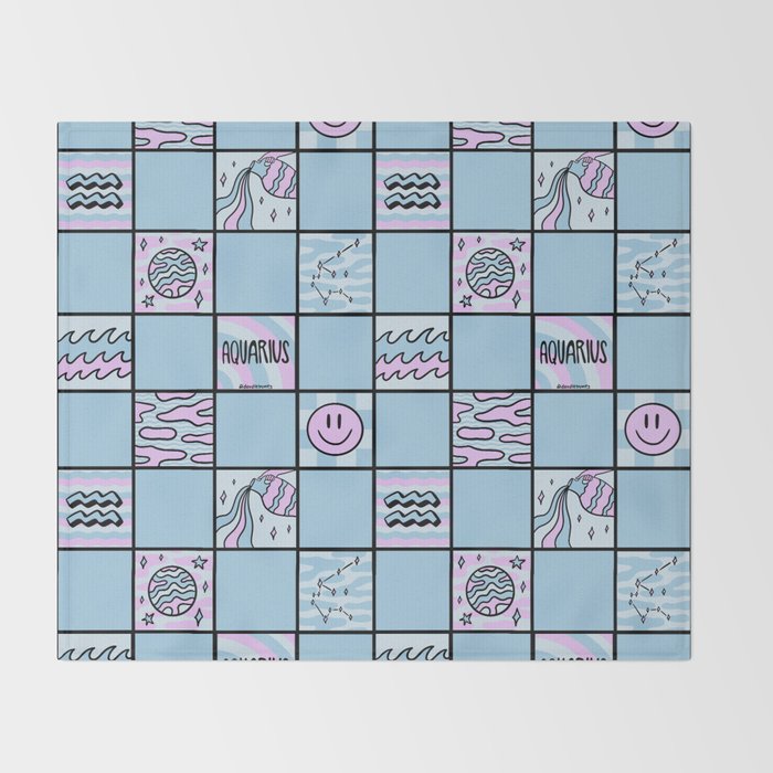 Aquarius Checkered Print Throw Blanket Gallery Image 2