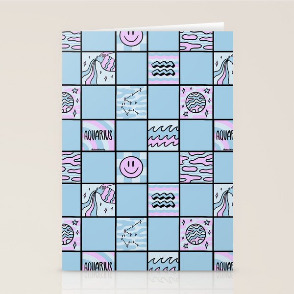 Aquarius Checkered Print Stationery Card Gallery Image 2