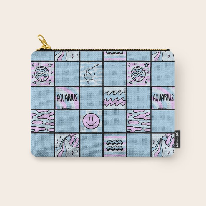 Aquarius Checkered Print Carry All Pouch Gallery Image 1