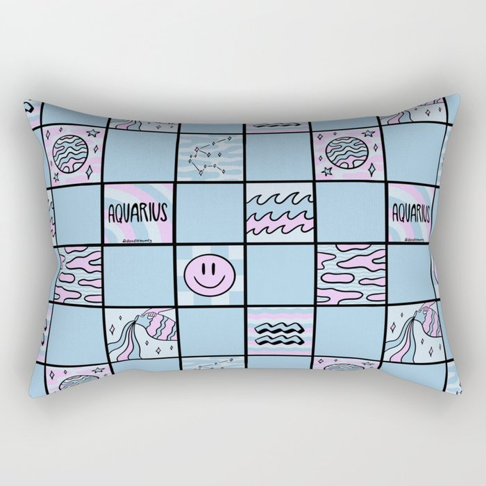 Aquarius Checkered Print Rectangular Pillow Gallery Image 1