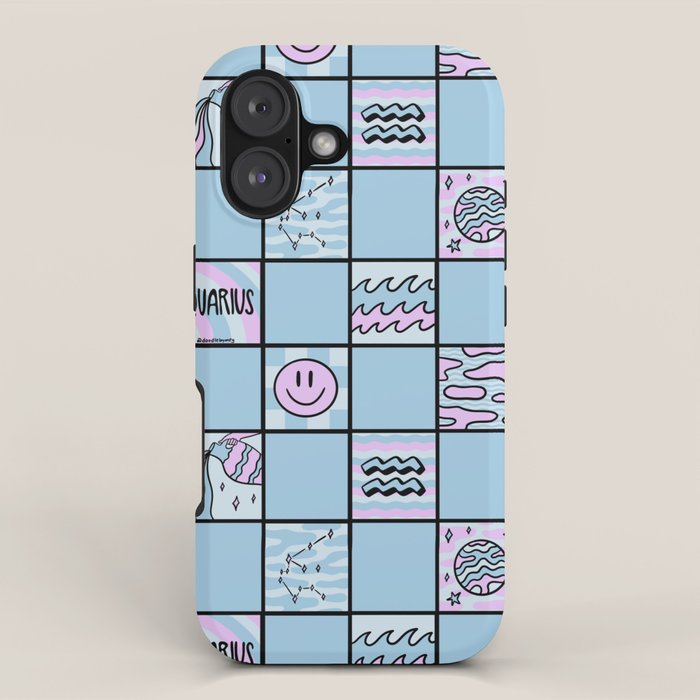Aquarius Checkered Print iPhone Case Gallery Image 1