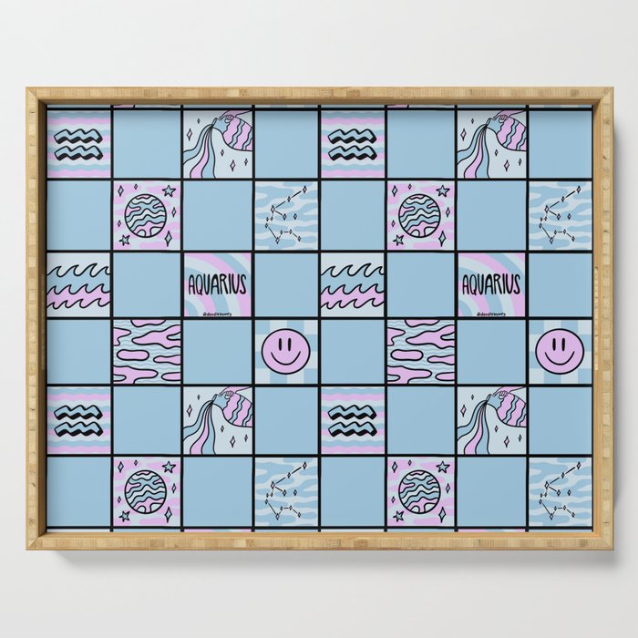 Aquarius Checkered Print Serving Tray Gallery Image 1
