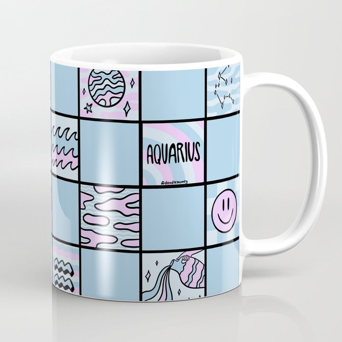 Aquarius Checkered Print Coffee Mug Gallery Image 1