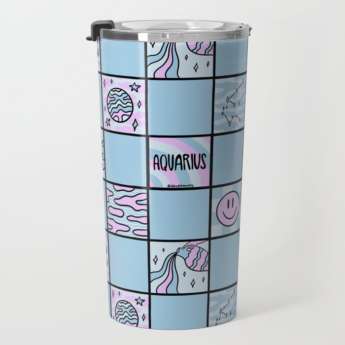 Aquarius Checkered Print Travel Mug Gallery Image 3