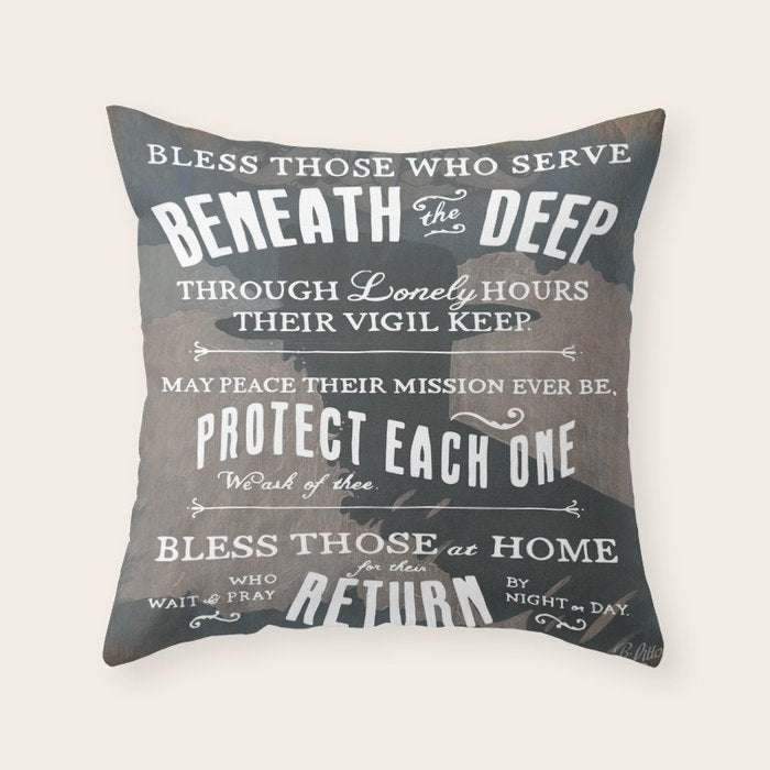 Bless Those Who Serve Beneath the Deep - The Submariner's Hymn Throw Pillow Gallery Image 6