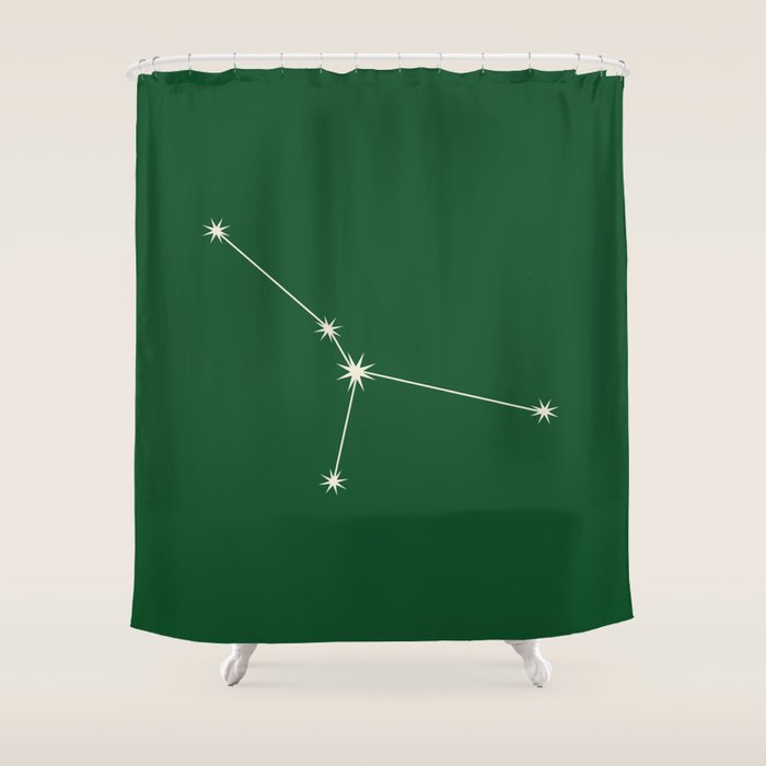 Cancer Zodiac Star Constellation Line Art Green Shower Curtain Gallery Image 1