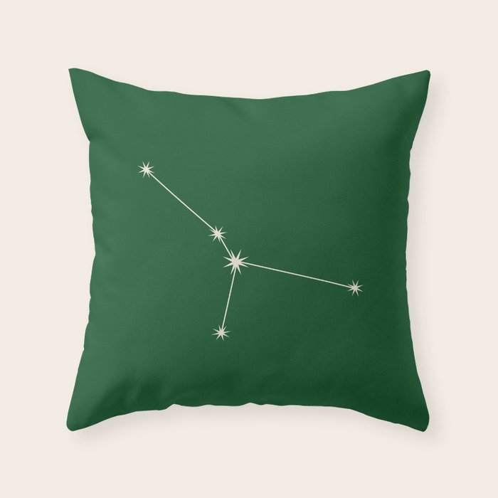 Cancer Zodiac Star Constellation Line Art Green Throw Pillow Gallery Image 6