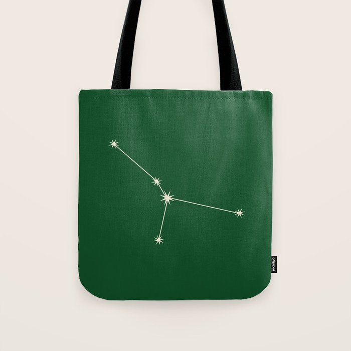 Cancer Zodiac Star Constellation Line Art Green Tote Bag Gallery Image 1