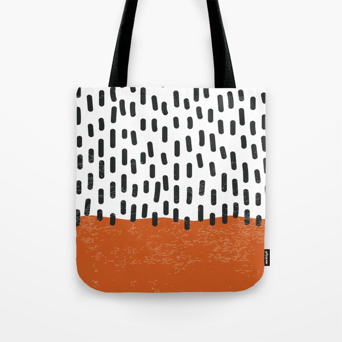 White Background Mid Century Modern Minimalist Rothko Inspired Color Field Red Rain With Lines Geometric Style Tote Bag Gallery Image 1
