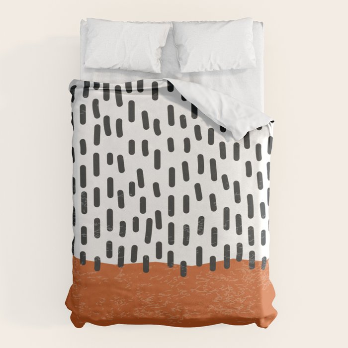 White Background Mid Century Modern Minimalist Rothko Inspired Color Field Red Rain With Lines Geometric Style Duvet Cover Gallery Image 6