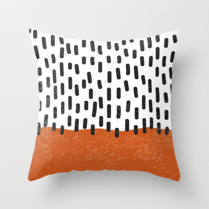 White Background Mid Century Modern Minimalist Rothko Inspired Color Field Red Rain With Lines Geometric Style Throw Pillow Gallery Image 1