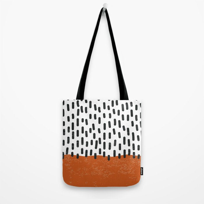 White Background Mid Century Modern Minimalist Rothko Inspired Color Field Red Rain With Lines Geometric Style Tote Bag Gallery Image 2