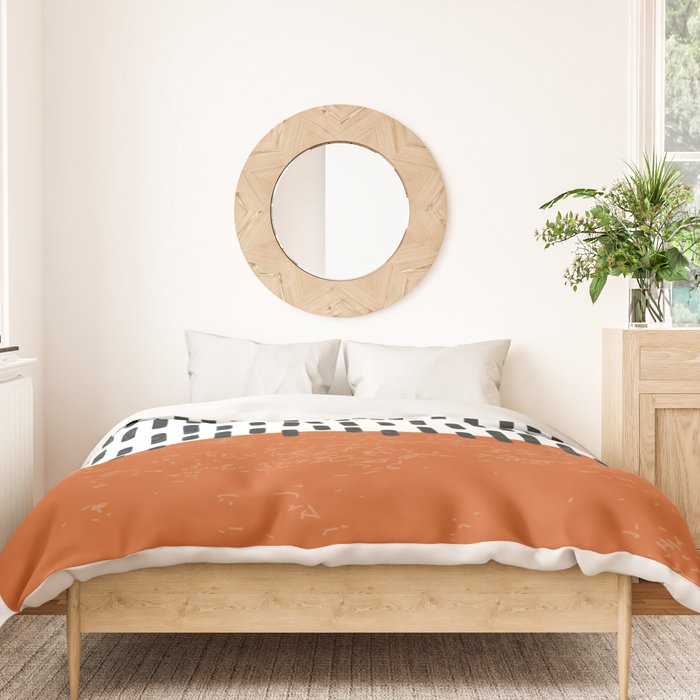 White Background Mid Century Modern Minimalist Rothko Inspired Color Field Red Rain With Lines Geometric Style Duvet Cover Gallery Image 3