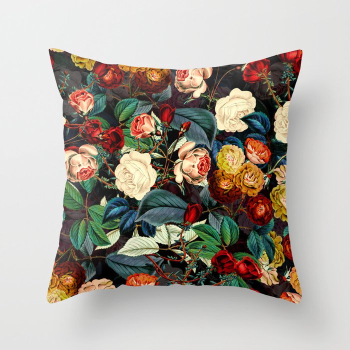 Night Botanical Forest Throw Pillow Gallery Image 1