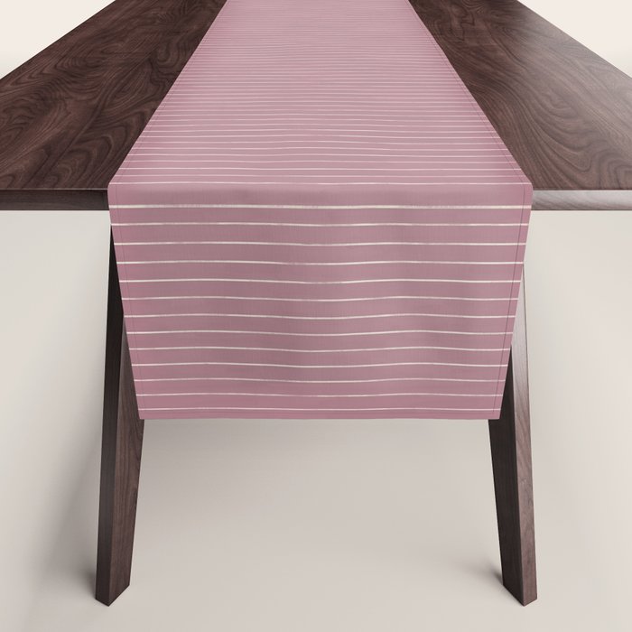 Romantic Botanica Coordinator - Thin Stripes in Rosewood Pink Table Runner Gallery Image 1