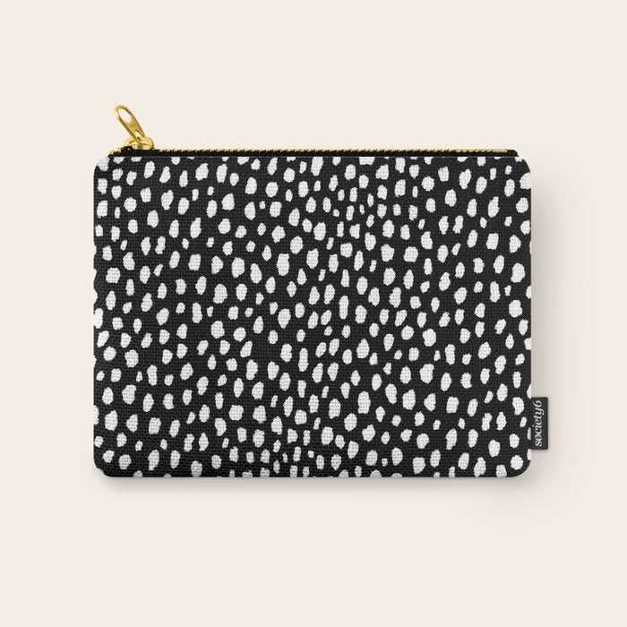 Handmade polka dot brush strokes (black and white reverse dalmatian) Carry All Pouch Gallery Image 1