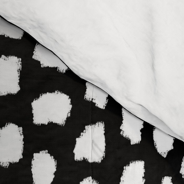 Handmade polka dot brush strokes (black and white reverse dalmatian) Comforter Gallery Image 4