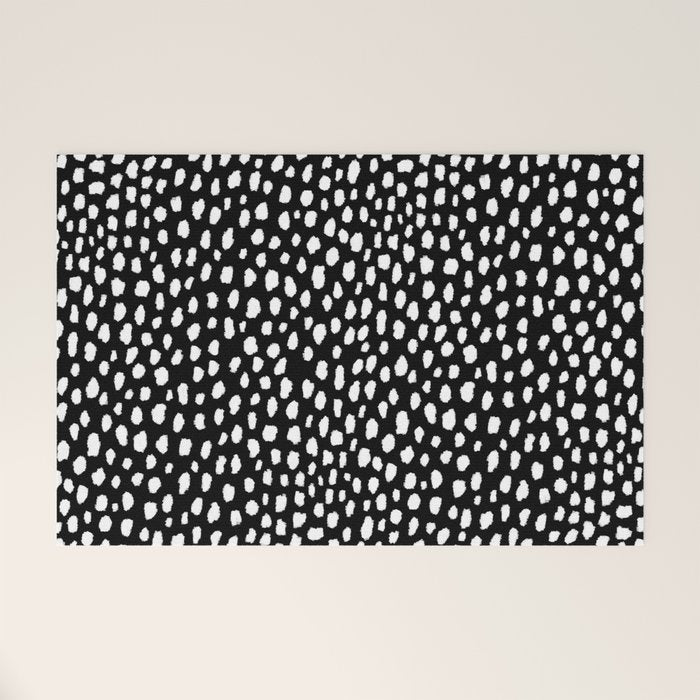 Handmade polka dot brush strokes (black and white reverse dalmatian) Welcome Mat Gallery Image 1