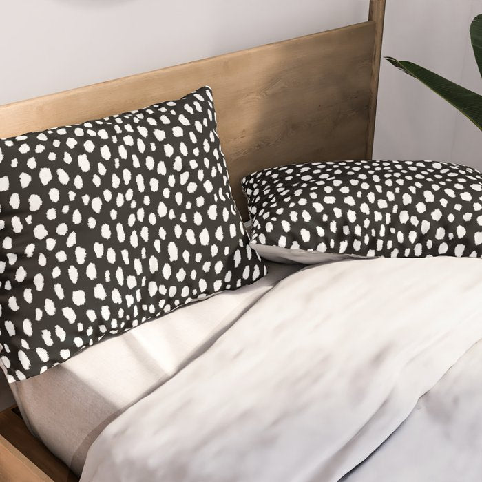 Handmade polka dot brush strokes (black and white reverse dalmatian) Pillow Sham Gallery Image 2