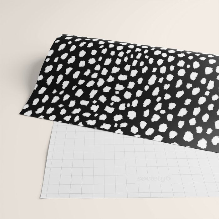 Handmade polka dot brush strokes (black and white reverse dalmatian) Wrapping Paper Gallery Image 2