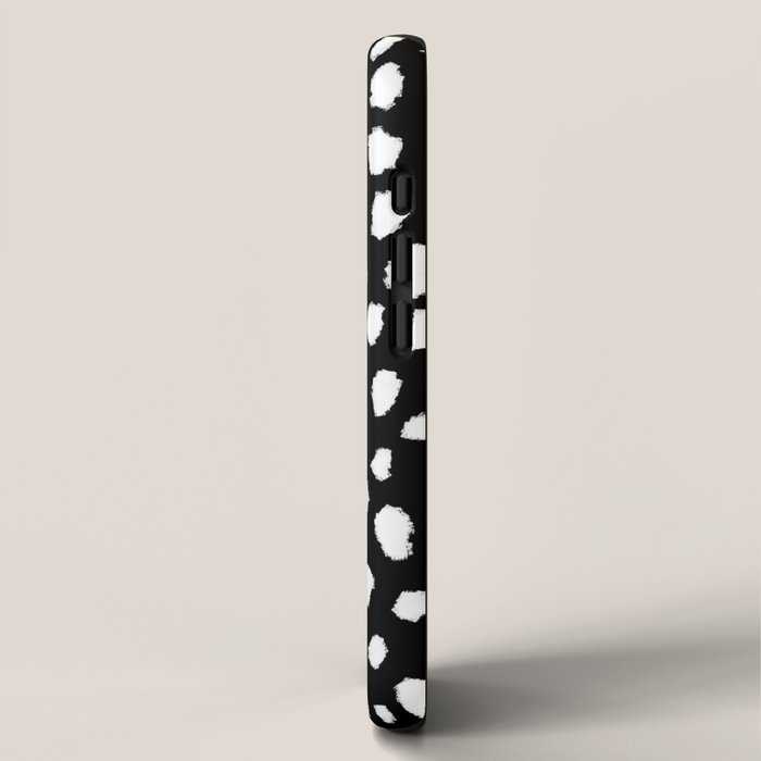 Handmade polka dot brush strokes (black and white reverse dalmatian) iPhone Case Gallery Image 2
