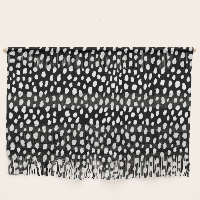 Handmade polka dot brush strokes (black and white reverse dalmatian) Wall Hanging Gallery Image 1
