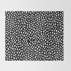 Handmade polka dot brush strokes (black and white reverse dalmatian) Throw Blanket Gallery Image 2