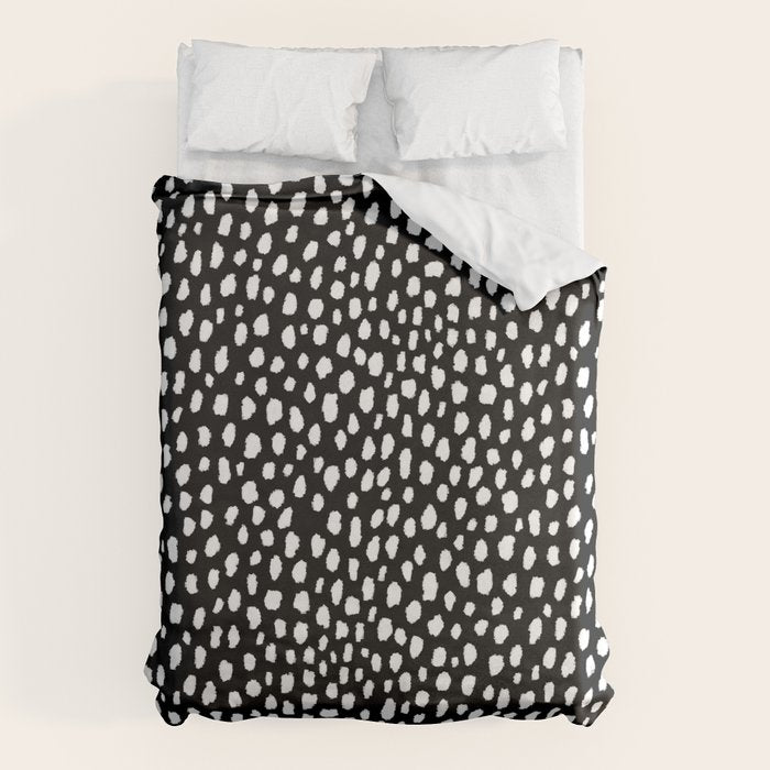 Handmade polka dot brush strokes (black and white reverse dalmatian) Duvet Cover Gallery Image 6