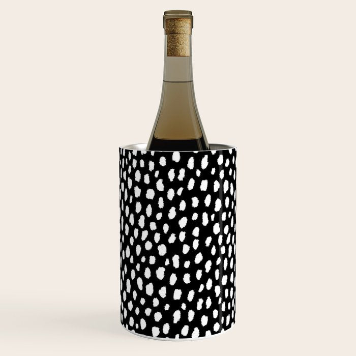 Handmade polka dot brush strokes (black and white reverse dalmatian) Wine Chiller Gallery Image 3