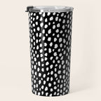 Handmade polka dot brush strokes (black and white reverse dalmatian) Travel Mug Gallery Image 3