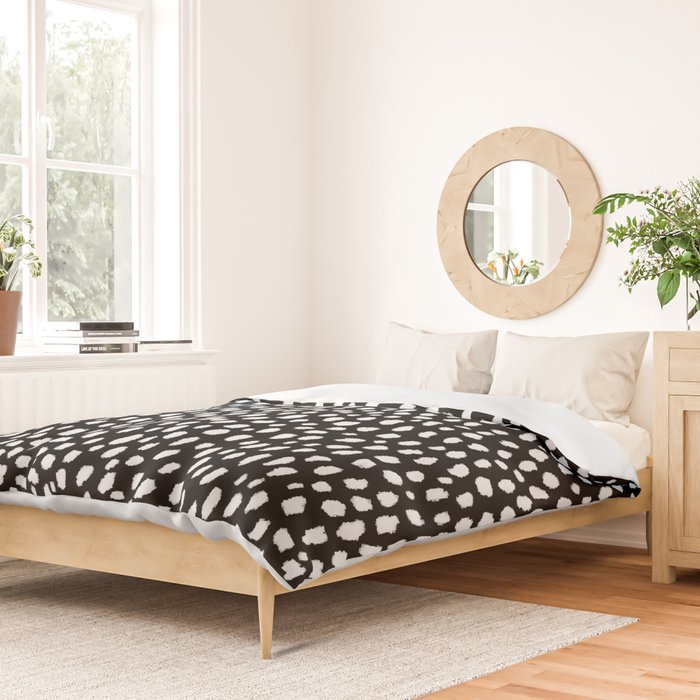 Handmade polka dot brush strokes (black and white reverse dalmatian) Duvet Cover Gallery Image 2
