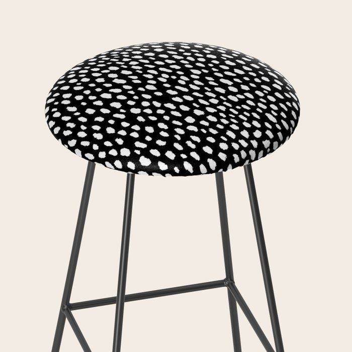 Handmade polka dot brush strokes (black and white reverse dalmatian) Stool Gallery Image 2