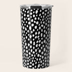 Handmade polka dot brush strokes (black and white reverse dalmatian) Travel Mug Gallery Image 1