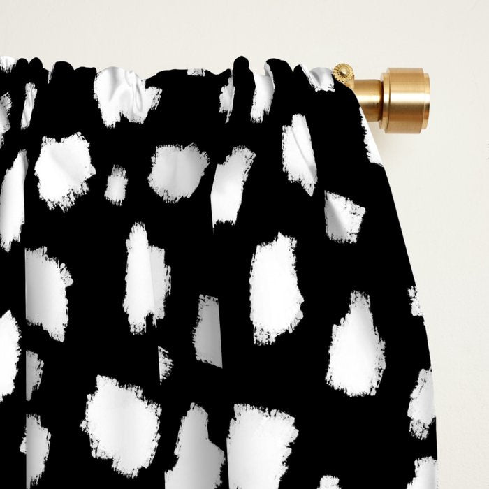 Handmade polka dot brush strokes (black and white reverse dalmatian) Window Curtain Gallery Image 2