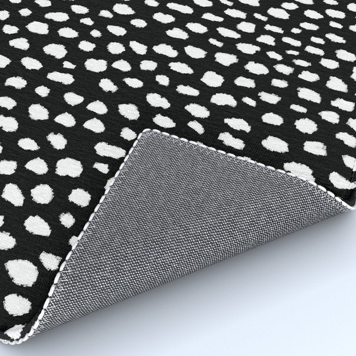 Handmade polka dot brush strokes (black and white reverse dalmatian) Rug Gallery Image 4