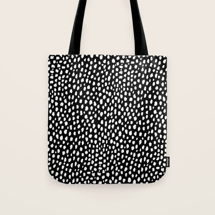 Handmade polka dot brush strokes (black and white reverse dalmatian) Tote Bag Gallery Image 1