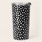 Handmade polka dot brush strokes (black and white reverse dalmatian) Travel Mug Gallery Image 2
