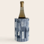 Simply Shibori Lines in Indigo Blue on Lunar Gray Wine Chiller Gallery Image 1