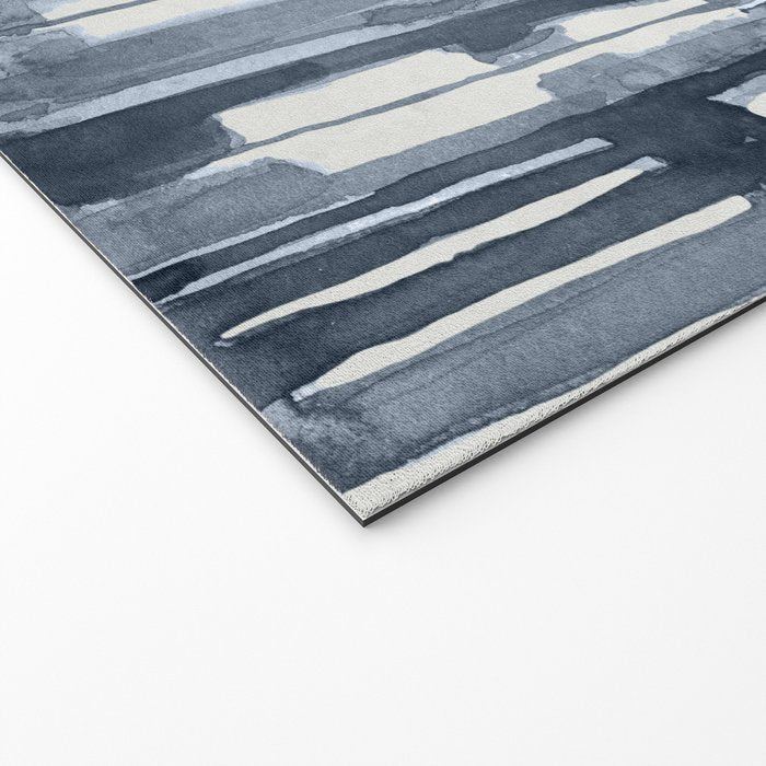 Simply Shibori Lines in Indigo Blue on Lunar Gray Welcome Mat Gallery Image 2