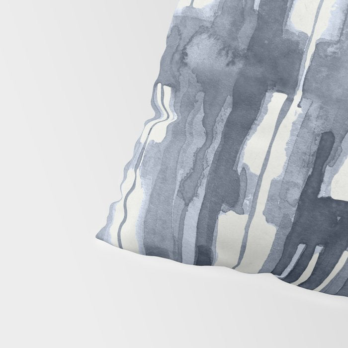 Simply Shibori Lines in Indigo Blue on Lunar Gray Pillow Sham Gallery Image 4