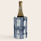 Simply Shibori Lines in Indigo Blue on Lunar Gray Wine Chiller Gallery Image 3