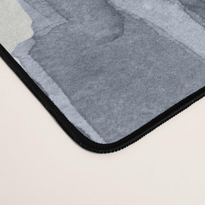 Simply Shibori Lines in Indigo Blue on Lunar Gray Desk Mat Gallery Image 4