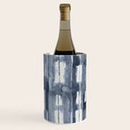 Simply Shibori Lines in Indigo Blue on Lunar Gray Wine Chiller Gallery Image 2