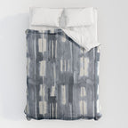 Simply Shibori Lines in Indigo Blue on Lunar Gray Duvet Cover Gallery Image 6