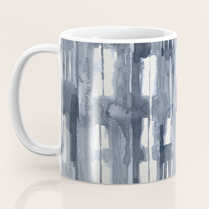 Simply Shibori Lines in Indigo Blue on Lunar Gray Coffee Mug Gallery Image 3