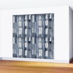 Simply Shibori Lines in Indigo Blue on Lunar Gray Wall Mural Gallery Image 2