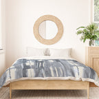 Simply Shibori Lines in Indigo Blue on Lunar Gray Duvet Cover Gallery Image 3