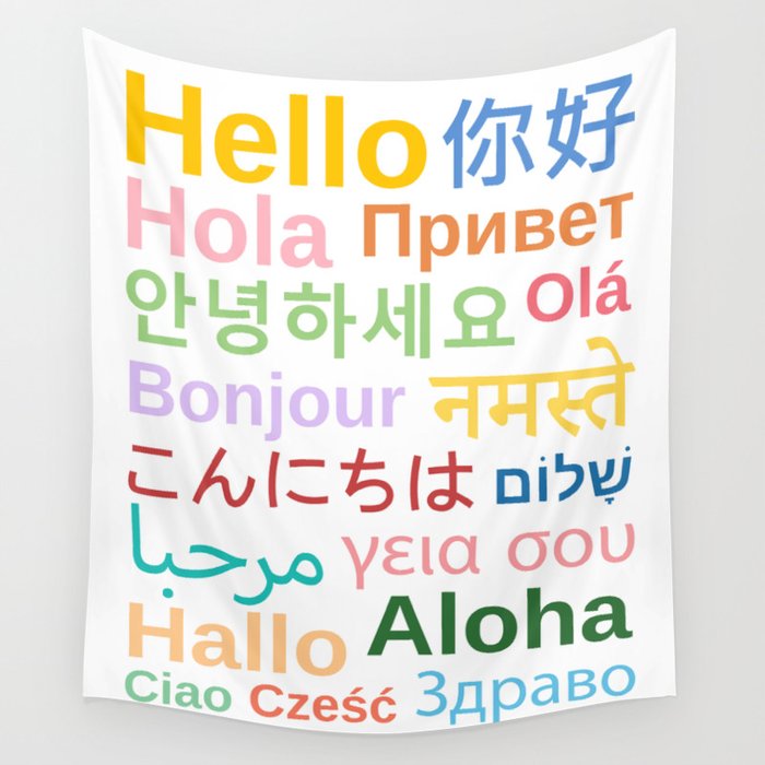 Hello In Different Languages Wall Tapestry Gallery Image 4